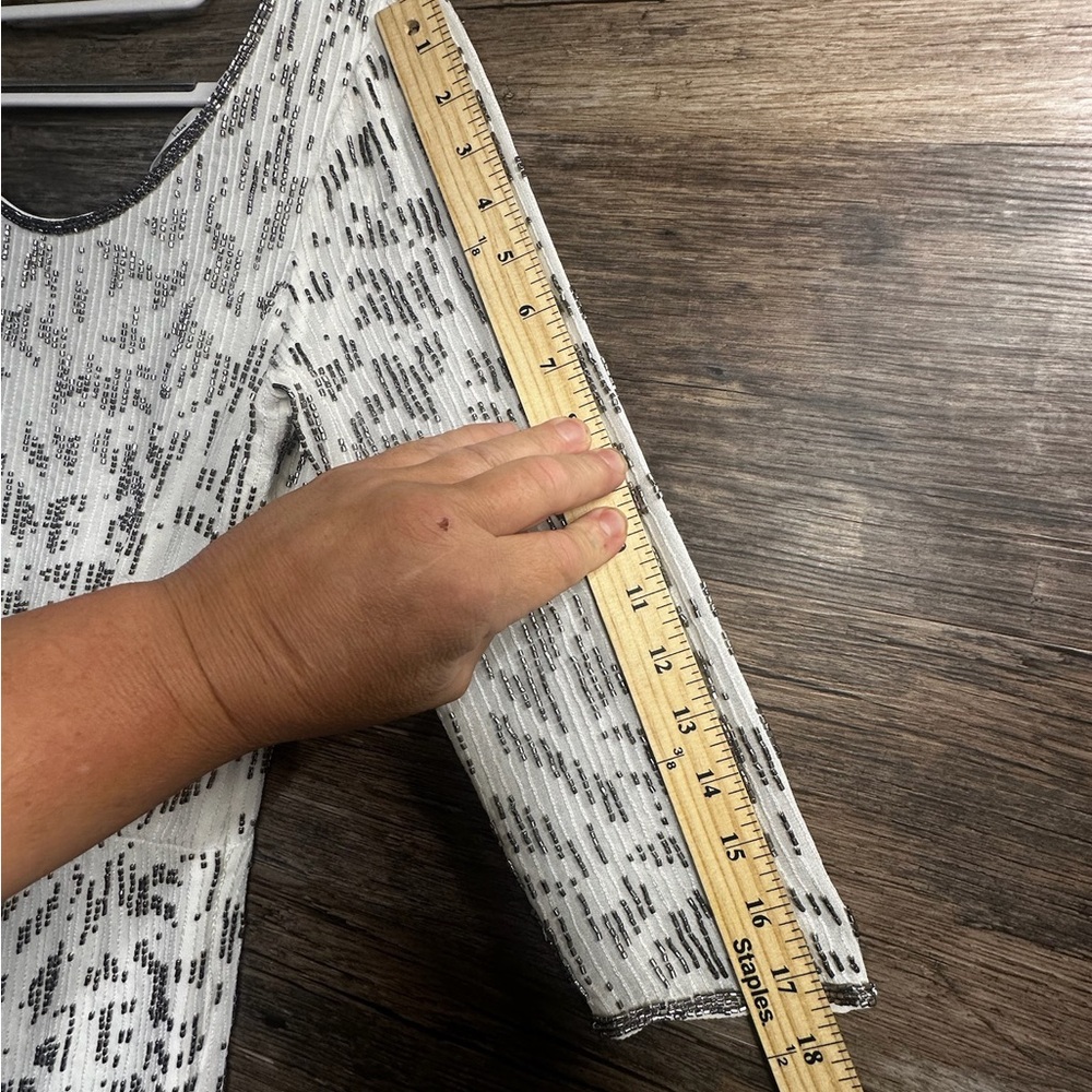Lulu's Silver Beaded White Romper Jumpsuit with Open Back - Picture 8 of 9